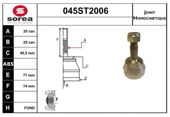 Jeu de joints, arbre de transmission STARTCAR 045ST2006