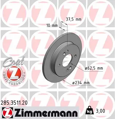 Disque de frein ZIMMERMANN 285.3511.20