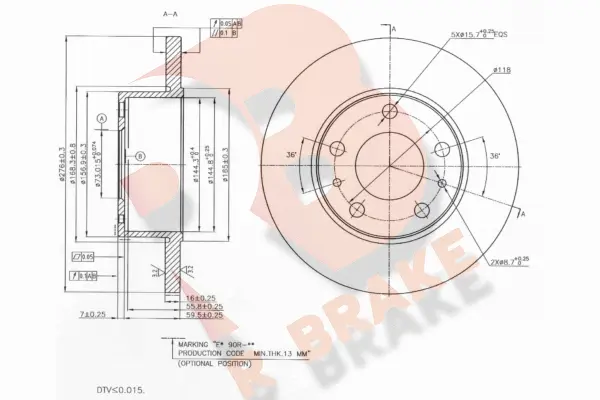 Disque de frein R BRAKE 78RBD20020