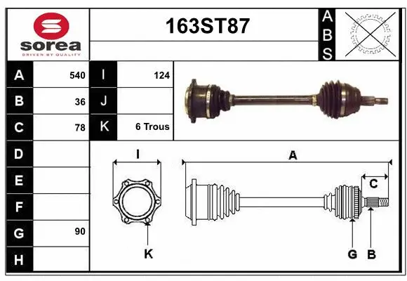 Arbre de transmission STARTCAR 163ST87