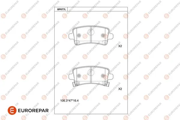 Kit de plaquettes de frein, frein à disque EUROREPAR 1681213880