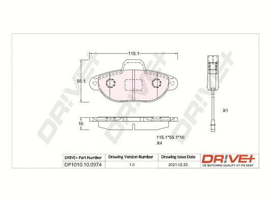 Kit de plaquettes de frein, frein à disque Dr!ve+ DP1010.10.0974
