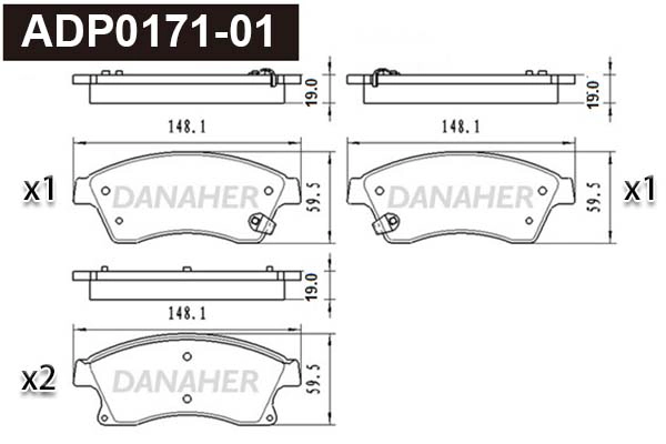 Kit de plaquettes de frein, frein à disque DANAHER ADP0171-01