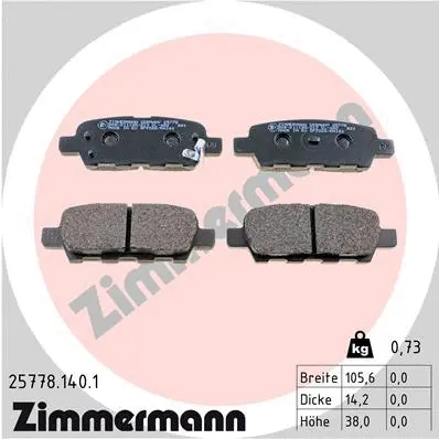 Kit de plaquettes de frein, frein à disque ZIMMERMANN 25778.140.1