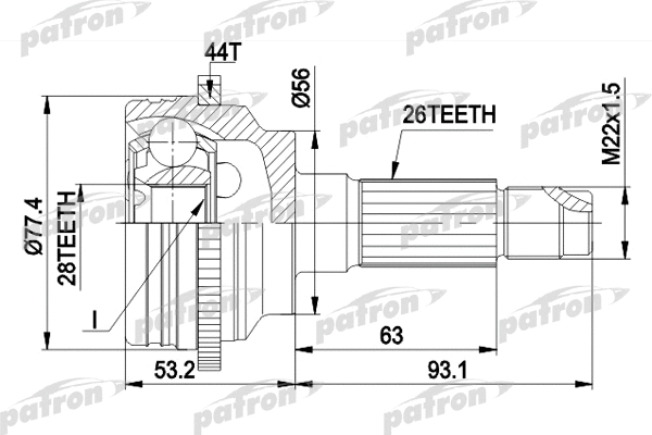 Jeu de joints, arbre de transmission PATRON PCV1473