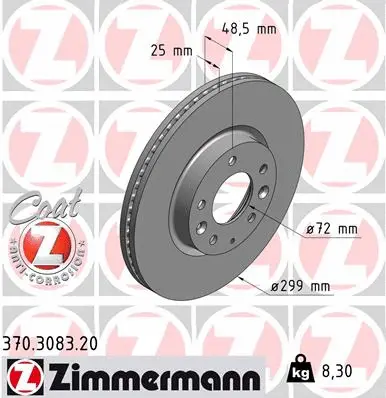Disque de frein ZIMMERMANN 370.3083.20