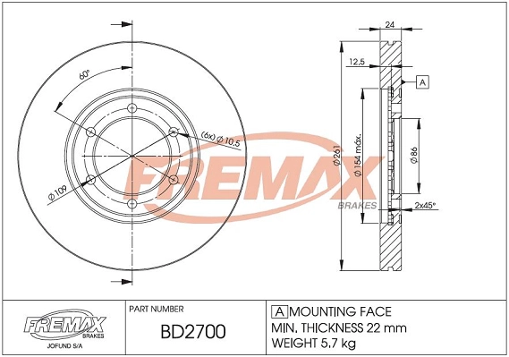 Disque de frein FREMAX BD-2700