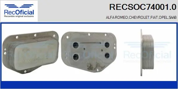 Radiateur d'huile RECOFICIAL RECSOC74001.0