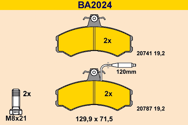 Kit de plaquettes de frein, frein à disque BARUM BA2024