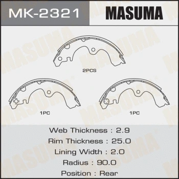 Jeu de mâchoires de frein MASUMA MK-2321