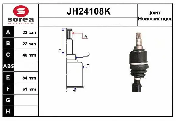 Jeu de joints, arbre de transmission SNRA JH24108K