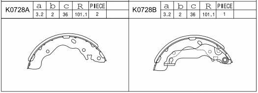 Jeu de mâchoires de frein ASIMCO K0728