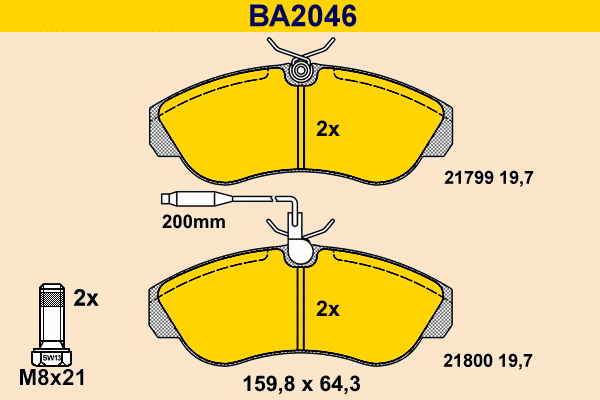 Kit de plaquettes de frein, frein à disque BARUM BA2046