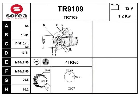 Démarreur SNRA TR9109