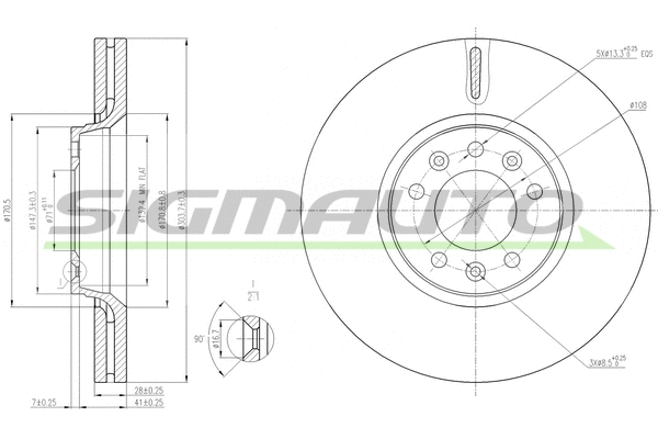 Disque de frein SIGMAUTO DBB615V