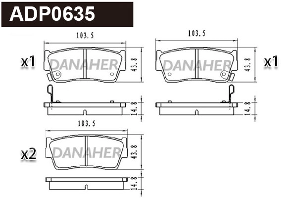 Kit de plaquettes de frein, frein à disque DANAHER ADP0635