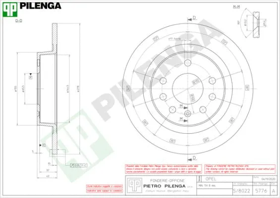 Disque de frein PILENGA 5776
