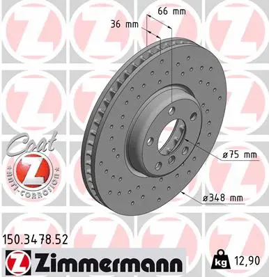 Disque de frein ZIMMERMANN 150.3478.52