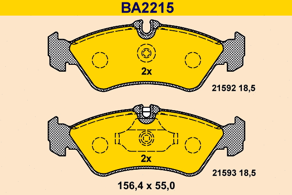 Kit de plaquettes de frein, frein à disque BARUM BA2215