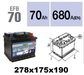 Batterie de démarrage Technika EFB70
