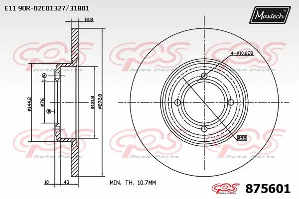 Disque de frein MAXTECH 875601