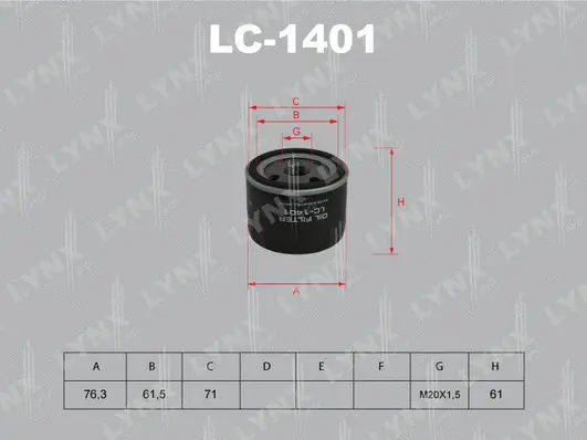 Filtre à huile LYNXAUTO LC-1401