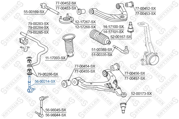 Entretoise/tige, stabilisateur STELLOX 56-00214-SX
