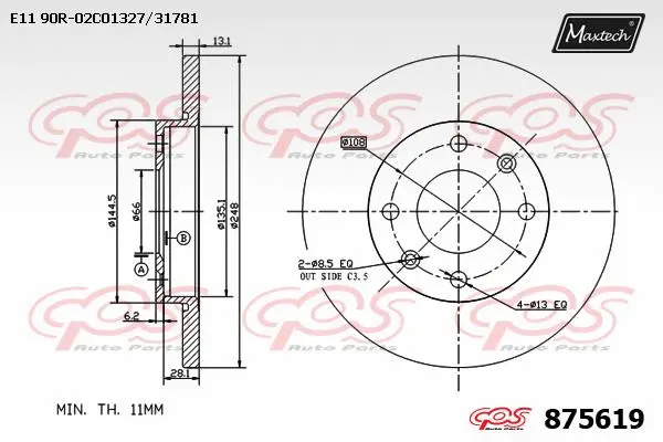 Disque de frein MAXTECH 875619