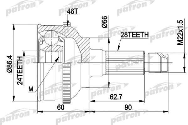 Jeu de joints, arbre de transmission PATRON PCV3295