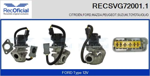 Vanne EGR RECOFICIAL RECSVG72001.1
