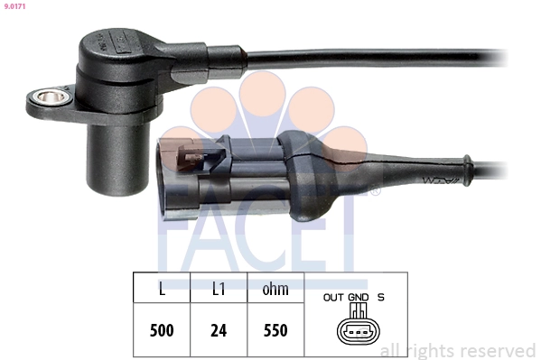 Capteur, vitesse de rotation du moteur FACET 9.0171
