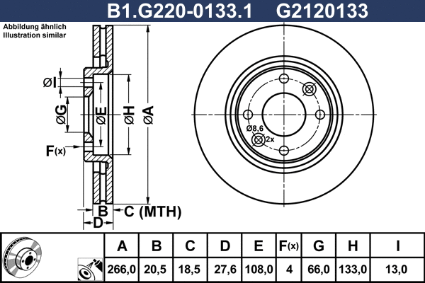 Disque de frein GALFER B1.G220-0133.1