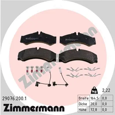 Kit de plaquettes de frein, frein à disque ZIMMERMANN 29076.200.1