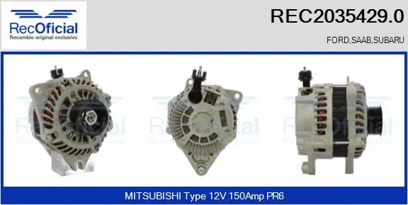 Alternateur RECOFICIAL REC2035429.0