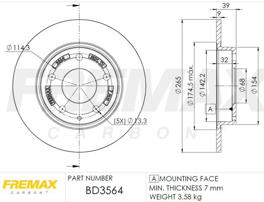 Disque de frein FREMAX BD-3564
