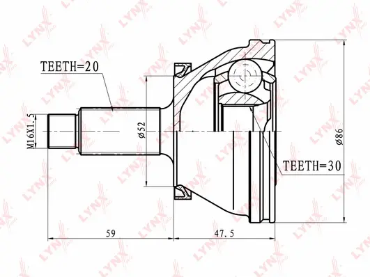 Jeu de joints, arbre de transmission LYNXAUTO CO-8019