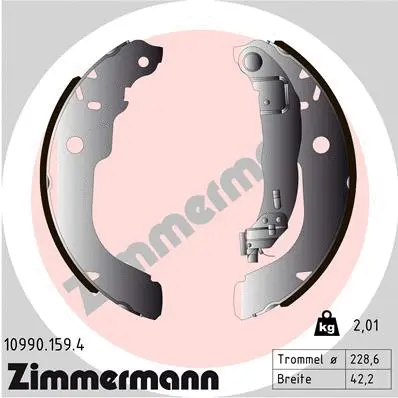 Jeu de mâchoires de frein ZIMMERMANN 10990.159.4