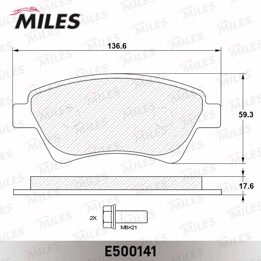 Kit de plaquettes de frein, frein à disque MILES E500141