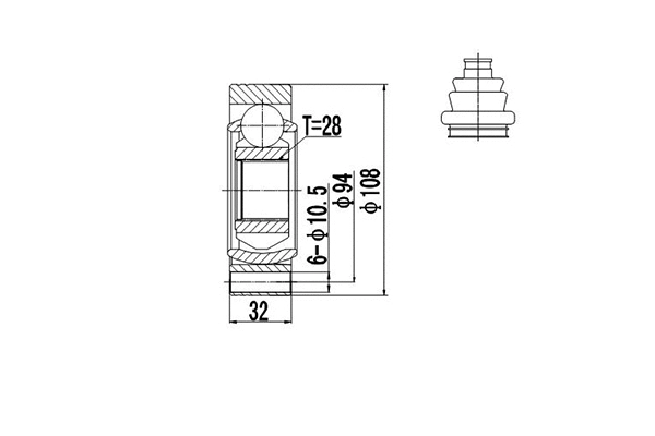Jeu de joints, arbre de transmission DYNAMATRIX DCV602003