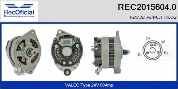 Alternateur RECOFICIAL REC2015604.0