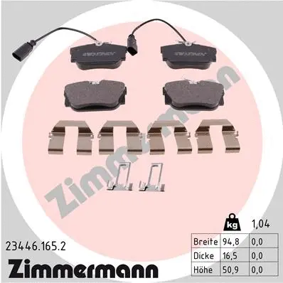 Kit de plaquettes de frein, frein à disque ZIMMERMANN 23446.165.2