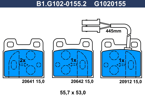 Kit de plaquettes de frein, frein à disque GALFER B1.G102-0155.2
