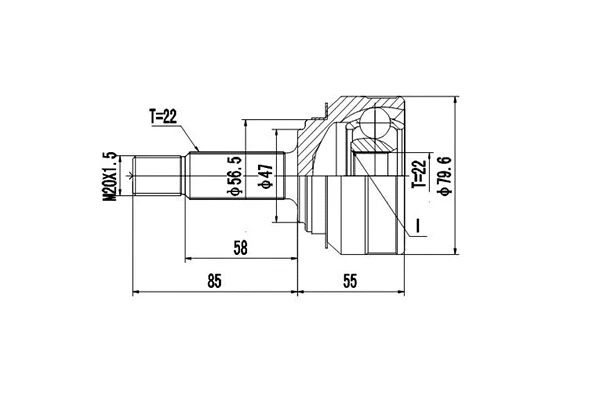 Jeu de joints, arbre de transmission DYNAMATRIX DCV854001