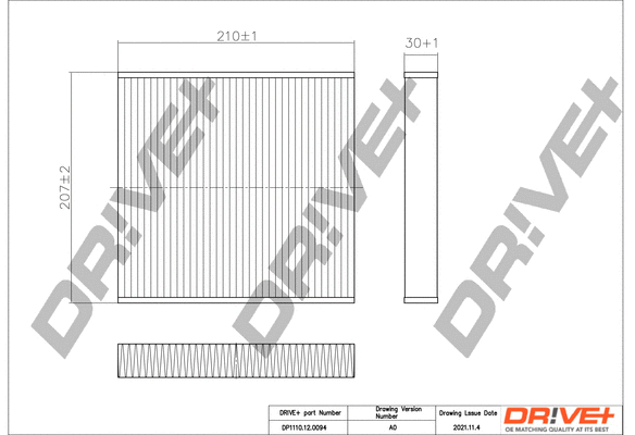 Filtre, air de l'habitacle Dr!ve+ DP1110.12.0094