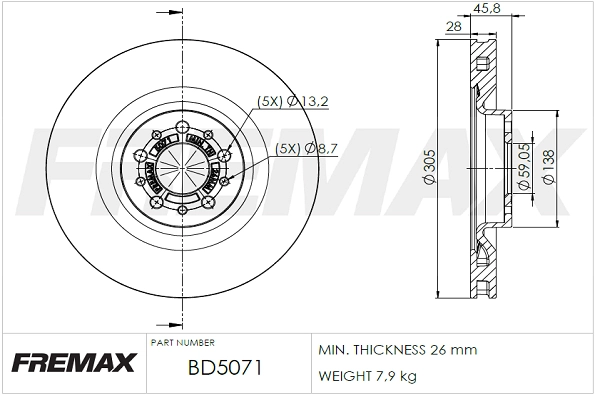 Disque de frein FREMAX BD-5071