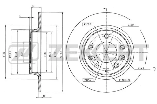 Disque de frein ZEKKERT BS-5161B