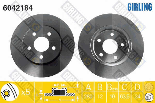Disque de frein GIRLING 6042184