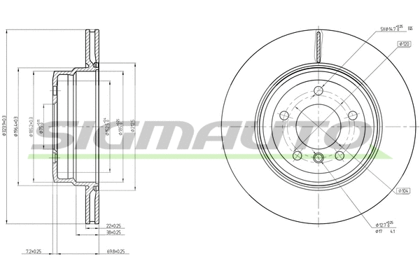 Disque de frein SIGMAUTO DBB812V