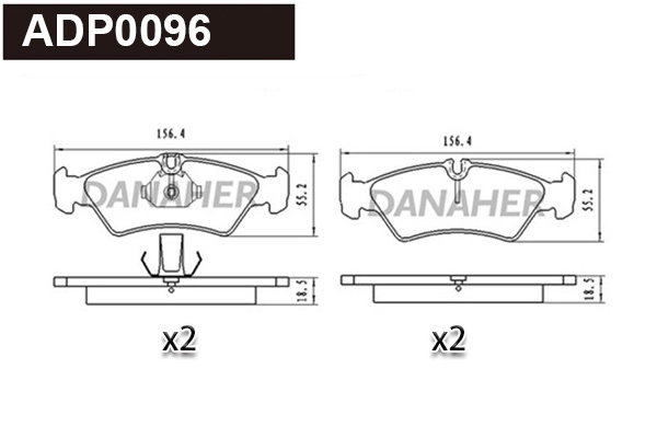 Kit de plaquettes de frein, frein à disque DANAHER ADP0096