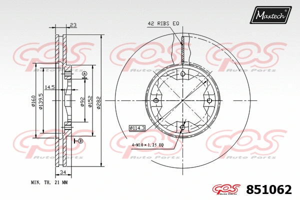 Disque de frein MAXTECH 851062